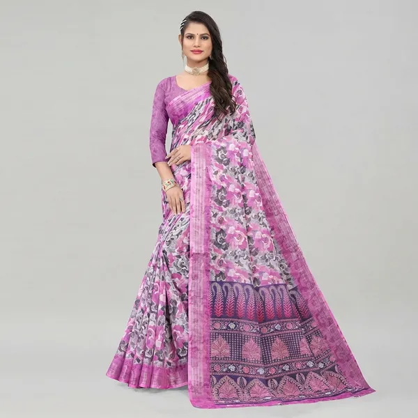 Fuchsia_Linen_Saree_For_Women