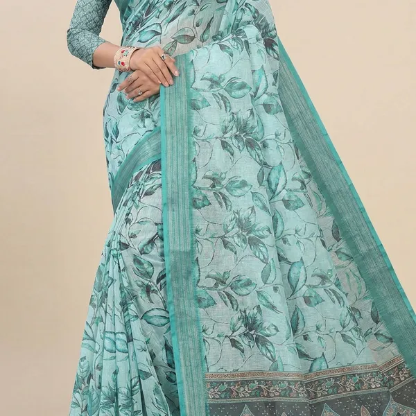 Emerald_Green_Linen_Saree_For_Women