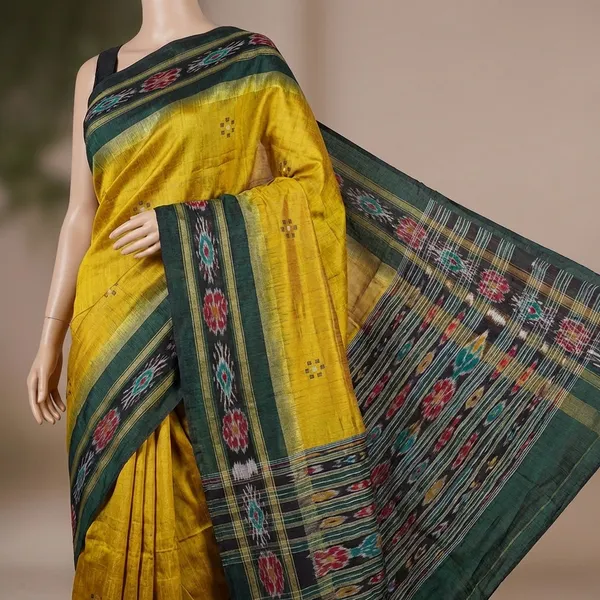 Yellow_And_Green_Cotton_Silk_Saree_For_Women