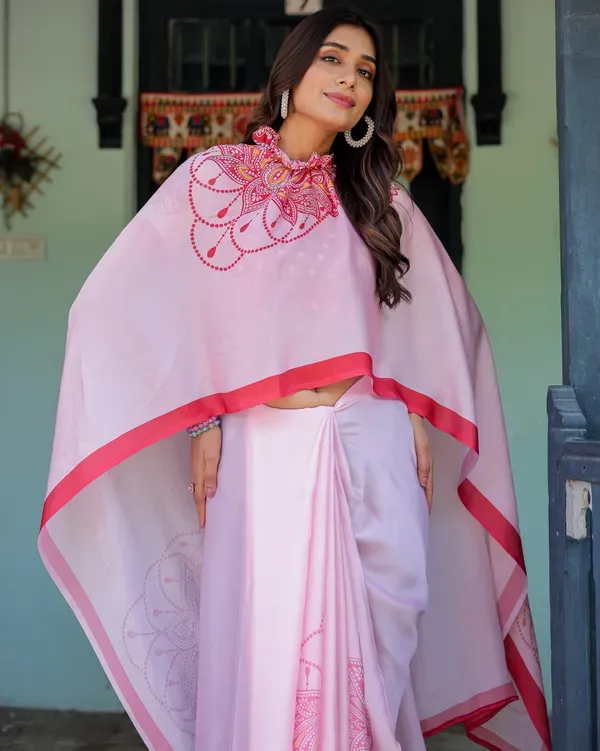 Baby_Pink_Satin_Georgette_Saree_For_Women