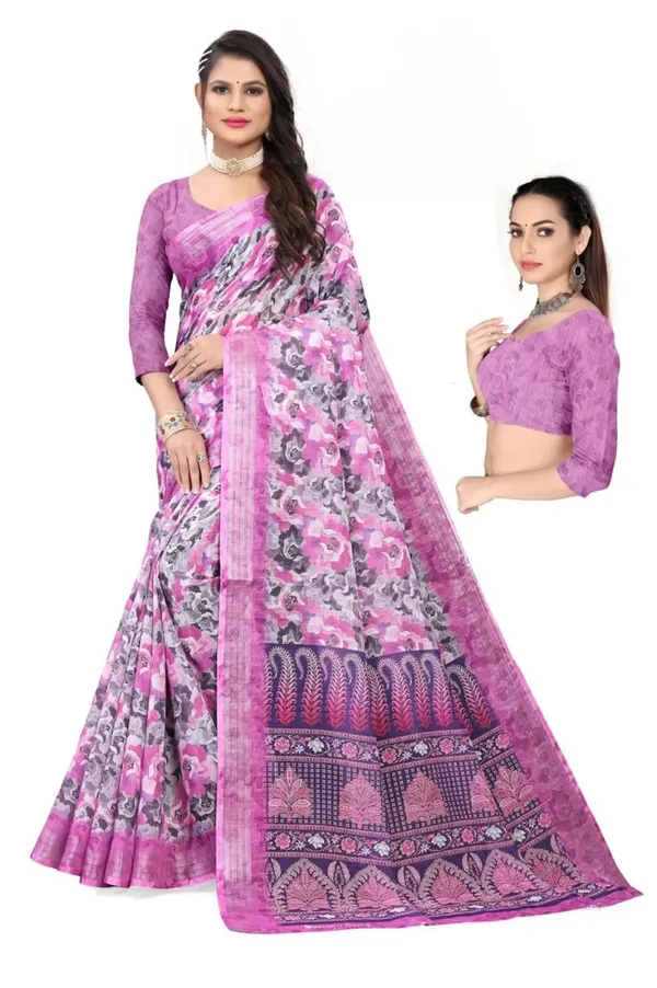 Fuchsia_Linen_Saree_For_Women