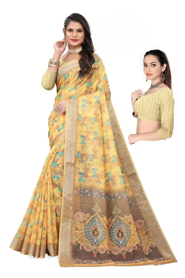 Mustard_Linen_Saree_For_Women