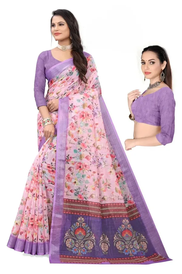 Pink_And_Lavender_Linen_Saree_For_Women