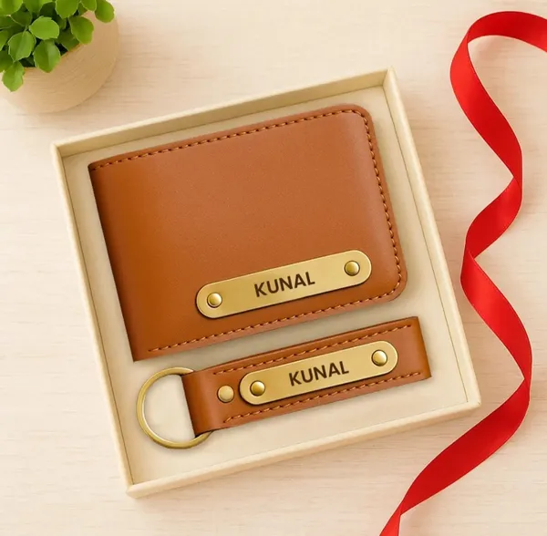 Light_Brown_Pu_Leather_And_Metal_Premium_Wallet_And_Keychain_Combo_For_Men