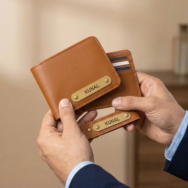 Light_Brown_Pu_Leather_And_Metal_Premium_Wallet_And_Keychain_Combo_For_Men
