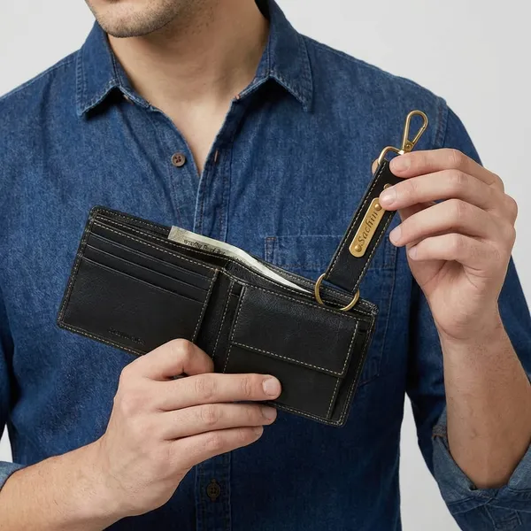 Black_Pu_Leather_And_Metal_Premium_Wallet_And_Keychain_Combo_For_Men