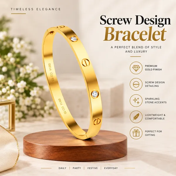 Gold_Plated_Screw_Design_Bracelet_for_Women_|_Elegant_CZ_Stone_Bangle_|_Stylish_Luxury_Bracelet_for_Girls_|_Party,_Daily_&_Festive_Wear