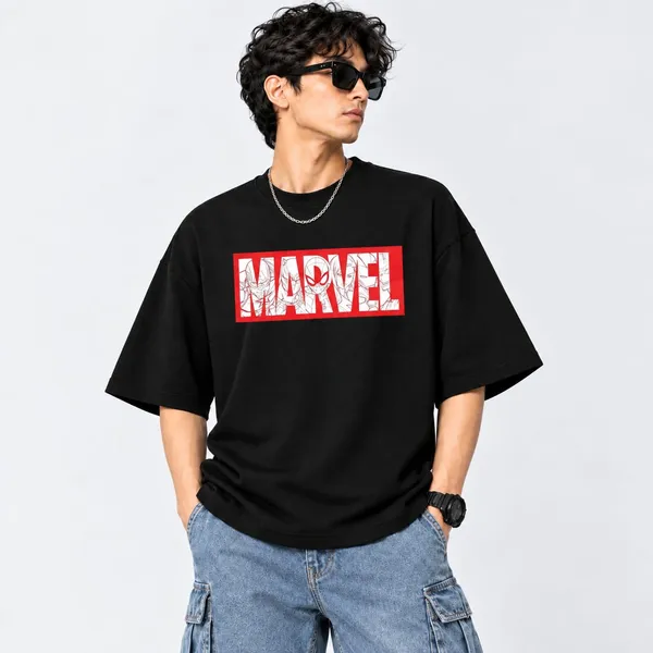 Men's_Black_Oversized_Graphic_T-Shirt_|_Red_&_White_Superhero_Print_|_Half_Sleeve_Drop_Shoulder_Streetwear_Tee