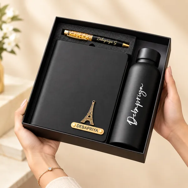 STEALY_CUSTOMIZED_DIWALI__GIFTS_SET_Custom_Dairy,_pen_Bottle_set_