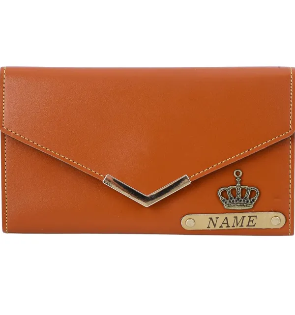 Stealy_Personalized_Women's_Wallet_with_Name_&_Crown_Charm_|_Premium_PU_Leather_Clutch_Wallet_|_Customized_Ladies_Purse_|_Birthday,_Anniversary_&_Gift_for_Women_|_Tan_Brown