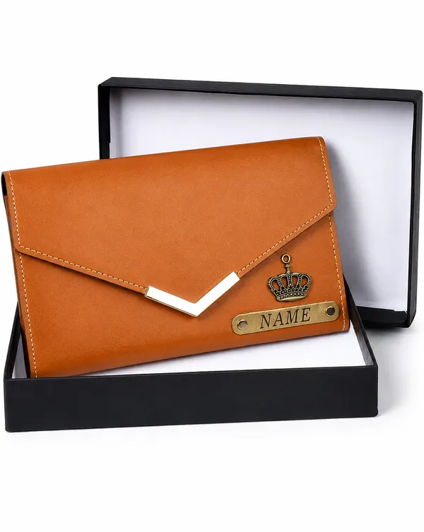 Stealy_Personalized_Women's_Wallet_with_Name_&_Crown_Charm_|_Premium_PU_Leather_Clutch_Wallet_|_Customized_Ladies_Purse_|_Birthday,_Anniversary_&_Gift_for_Women_|_Tan_Brown