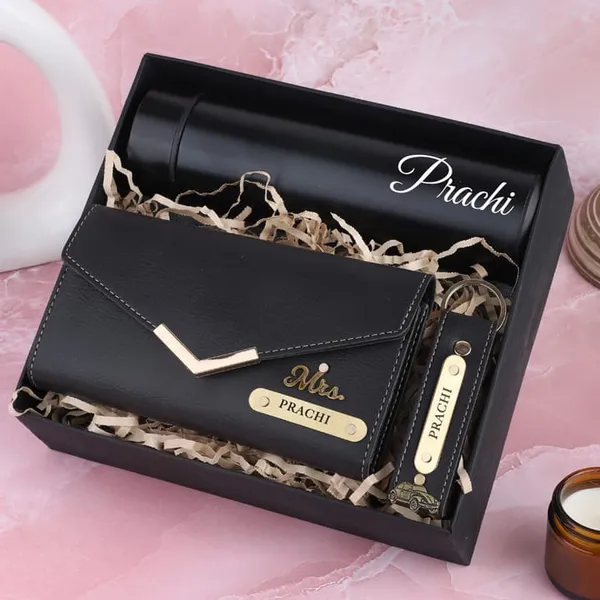 Stealy_Personalized_Women's_Gift_Set_|_Custom_Name_Clutch,_Keychain_&_Temperature_Bottle_Combo_|_Premium_Birthday,_Anniversary_&_Wedding_Gift_for_Her