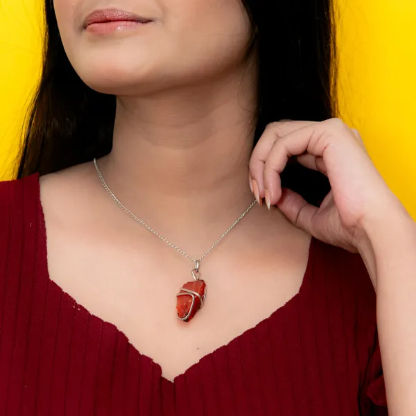 Zenn_Aura_Carnelian_Raw_Pendant_Wire_Wrapped_|_Natural_Passion_Energy