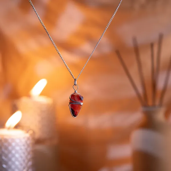Zenn_Aura_Carnelian_Raw_Pendant_Wire_Wrapped_|_Natural_Passion_Energy