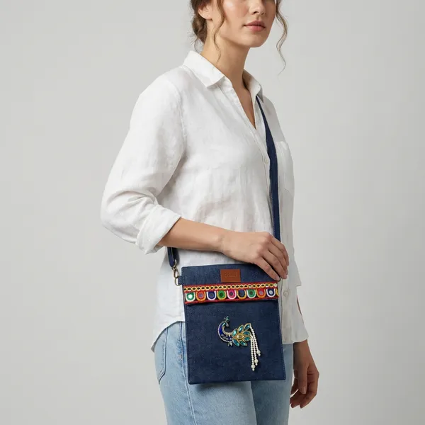 Navy_Blue_Handcrafted_Blue_Sling_Bag_With_Embroidery_And_Peacock_Design