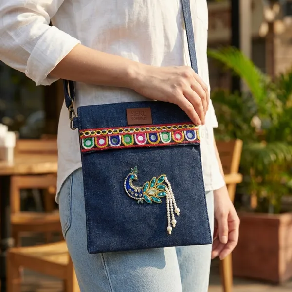 Navy_Blue_Handcrafted_Blue_Sling_Bag_With_Embroidery_And_Peacock_Design