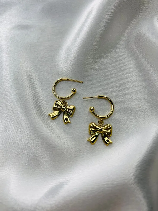 Golden_Bow_Dangle_Hoops_For_Women_And_Girls_|_Pack_Of_2