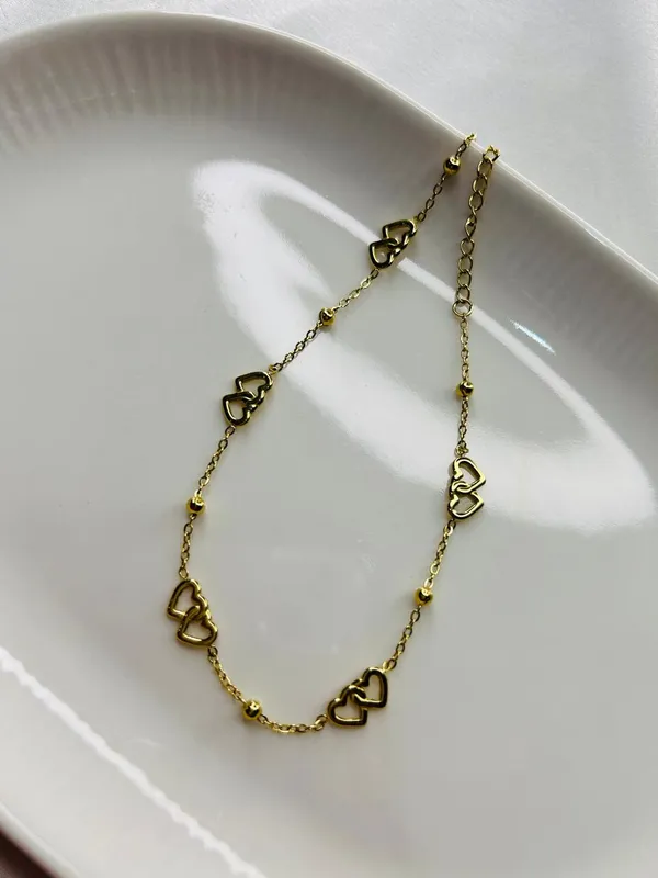 Golden_Double_Heart_Charm_Anklet_For_Women_And_Girls