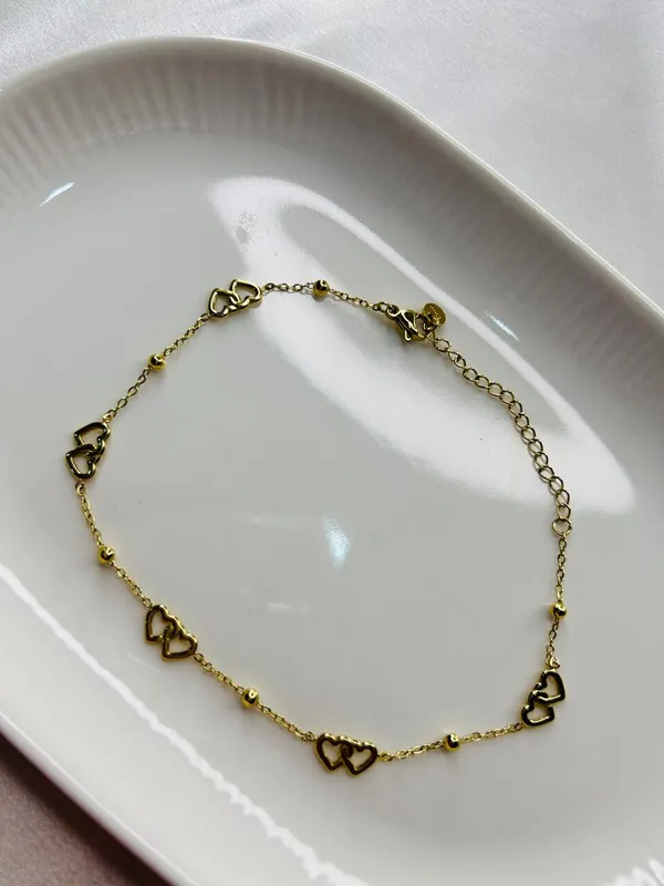 Golden_Double_Heart_Charm_Anklet_For_Women_And_Girls
