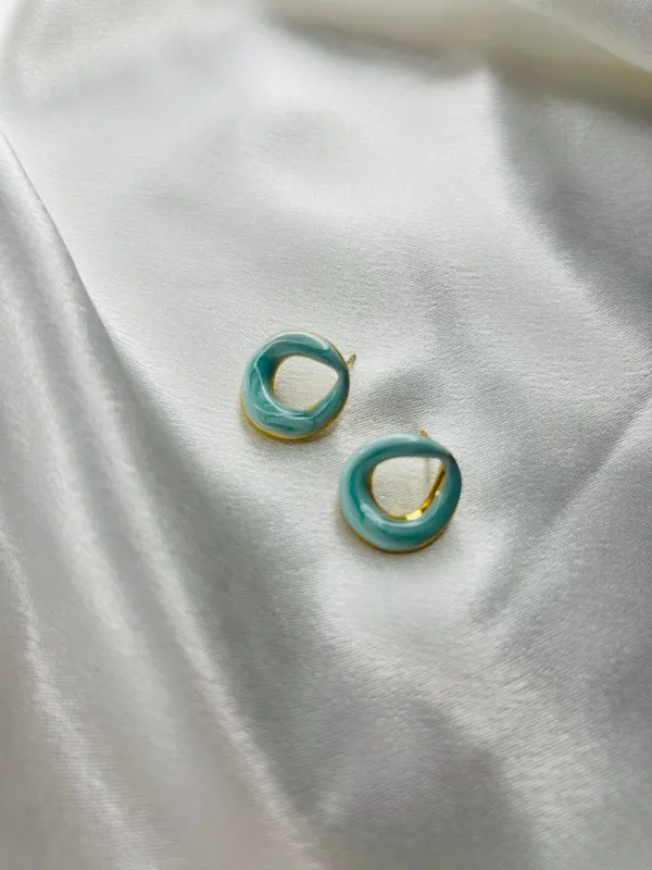 Blue_Aqua_Swirl_Mini_Hoops_For_Women_And_Girls
