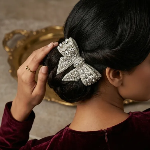 Silver_Crystal_Hair_Bow_For_Women_And_Girls