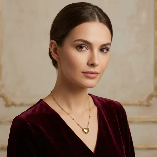 Golden_Elegant_Heart_Necklace_For_Women_And_Girls