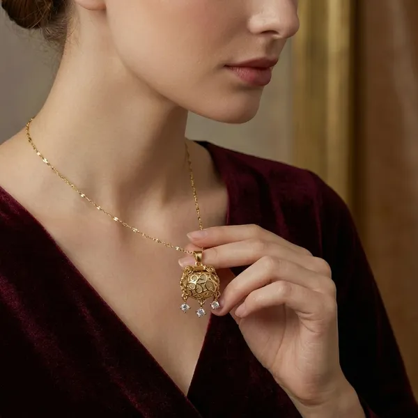 Golden_Filigree_Drop_Pendant_Necklace_For_Women_And_Girls
