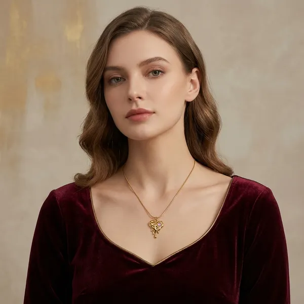 Golden_Molten_Heart_Pendant_Necklace_For_Women_And_Girls