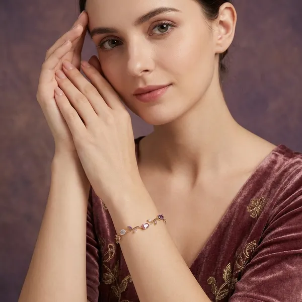 Golden_And_Pink_Tulip_Multi_Bracelets_For_Women_And_Girls