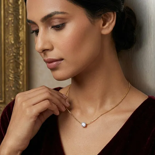 Golden_Crystal_Drop_Elegance_Necklace_For_Women_And_Girls