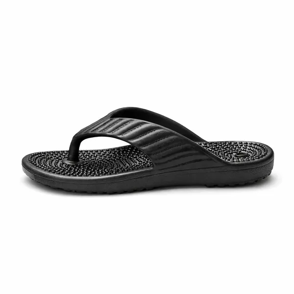 Black_Acupressure_Eva_Flip_Flops_Lightweight_Arch_Support_Slippers_With_Textured_Footbed_Water_Resistant_For_Men