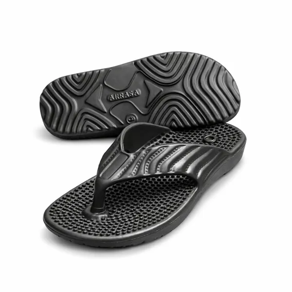 Black_Acupressure_Eva_Flip_Flops_Lightweight_Arch_Support_Slippers_With_Textured_Footbed_Water_Resistant_For_Men