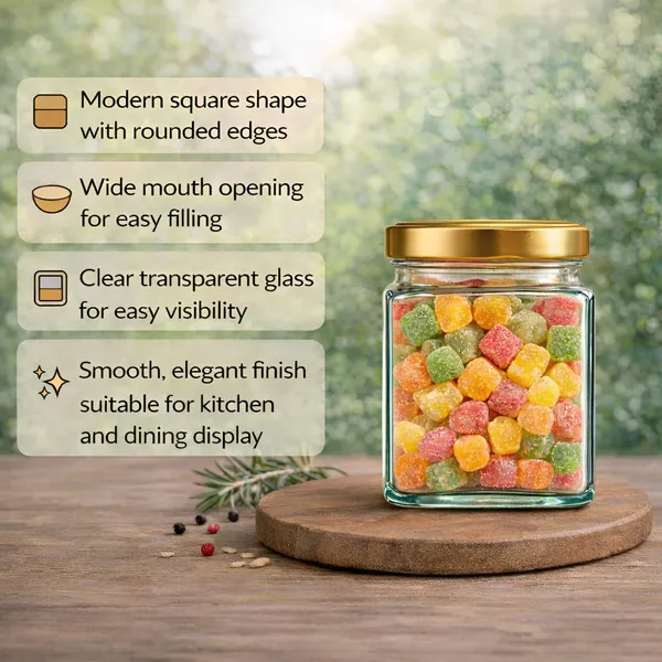 Cocinaire_350ml_Square_Glass_Jar_with_Airtight_Golden_Metal_Lid_�_Premium_Food_Grade_Kitchen_Storage_Container_for_Spices,_Dry_Fruits,_Pulses,_Grains,_Pantry_Organizer,_BPA_Free_(Pack_of_6)