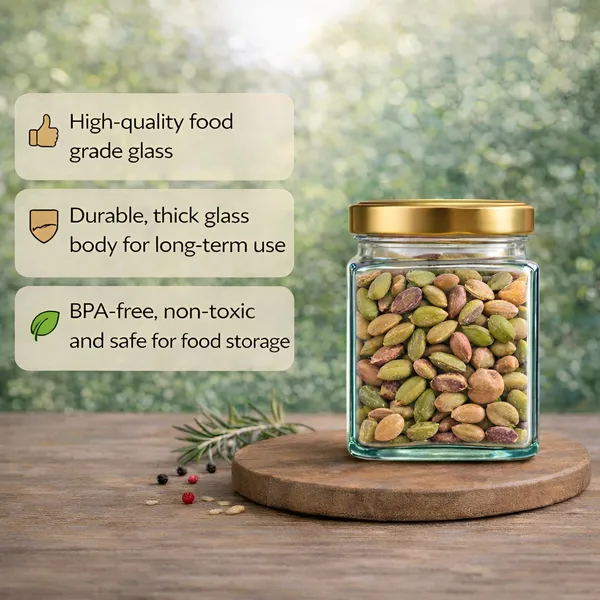 Cocinaire_350ml_Square_Glass_Jar_with_Airtight_Golden_Metal_Lid_�_Premium_Food_Grade_Kitchen_Storage_Container_for_Spices,_Dry_Fruits,_Pulses,_Grains,_Pantry_Organizer,_BPA_Free_(Pack_of_6)