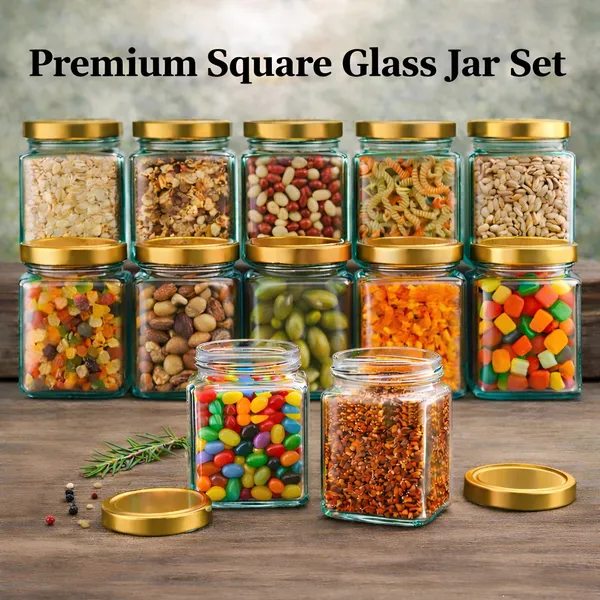 Cocinaire_350ml_Square_Glass_Jar_with_Airtight_Golden_Metal_Lid_�_Premium_Food_Grade_Kitchen_Storage_Container_for_Spices,_Dry_Fruits,_Pulses,_Grains,_Pantry_Organizer,_BPA_Free_(Pack_of_12)