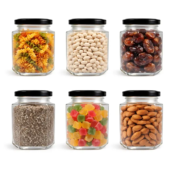 Cocinaire_250ml_Hexagon_Glass_Storage_Jar_with_Black_Metal_Screw_Lid,_Airtight_Clear_Kitchen_Container_for_Spices,_Dry_Fruits,_Pulses,_Grains_&_Pantry_Organization,_Leak_Proof_Food_Grade_Jar_(Pack_of_6)