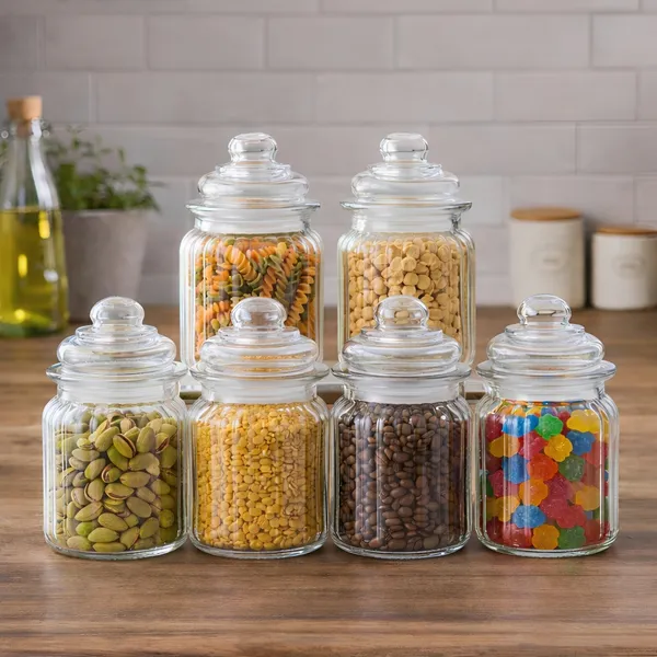 Cocinaire_350ml_Ribbed_Glass_Storage_Jar_with_Airtight_Glass_Lid_and_Silicone_Seal,_Food_Grade_BPA_Free_Transparent_Kitchen_Container_for_Dry_Fruits,_Spices,_Snacks_&_Pantry_Organization_(Pack_of_6)