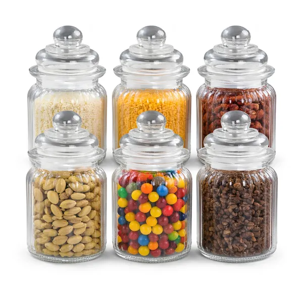 Cocinaire_350ml_Ribbed_Glass_Storage_Jar_with_Airtight_Glass_Lid_and_Silicone_Seal,_Food_Grade_BPA_Free_Transparent_Kitchen_Container_for_Dry_Fruits,_Spices,_Snacks_&_Pantry_Organization_(Pack_of_6)