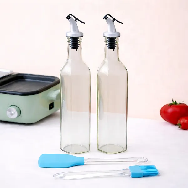 Cocinaire_2-500ml_Glass_Oil_Dispenser_Bottles_with_Stainless_Steel_Pour_Spout,_Leak-Proof_Drip-Free_Olive_Oil_&_Vinegar_Container_Set_with_Silicone_1-Spatula_and_1-Oil_Brush_for_Kitchen_Cooking_BBQ_(Pack_of_4)