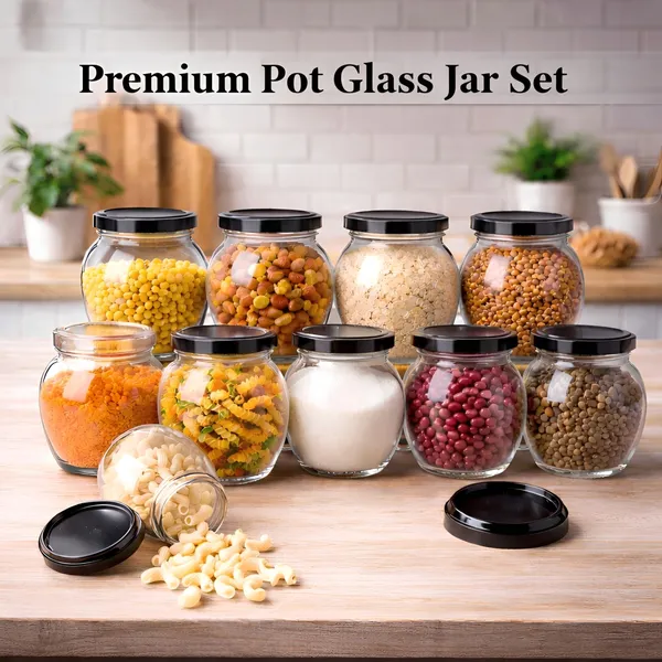 Cocinaire_400ml_Pot_Shape_Glass_Jar_with_Airtight_Black_Metal_Screw_Lid_�_Premium_Food_Grade_Kitchen_Storage_Container_for_Spices,_Dry_Fruits,_Pulses,_Grains,_Sugar,_Pantry_Organizer_BPA_Free_(Pack_of_12)