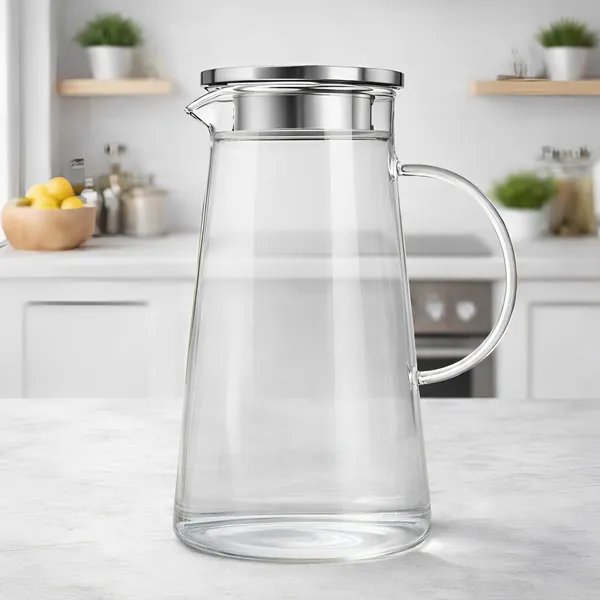 Cocinaire_1300ml_Borosilicate_Glass_Water_Jug_Pitcher_with_Stainless_Steel_Lid_&_Filter,_Heat_Resistant_Beverage_Carafe,_Non-Drip_Spout,_Large_Juice_Lemonade_Iced_Tea_Fridge_Safe_Serving_Pitcher_(Pack_of_1)