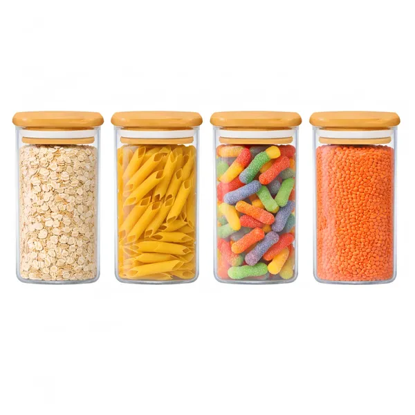 Cocinaire_270ml_Square_Glass_Storage_Jar_with_Bamboo_Lid,_Airtight_Silicone_Seal_Borosilicate_Clear_Kitchen_Container_for_Spices,_Nuts,_Dry_Fruits,_Grains_&_Pantry_Organization,_Moisture_Proof_Food_Storage_Box_(Pack_of_4)
