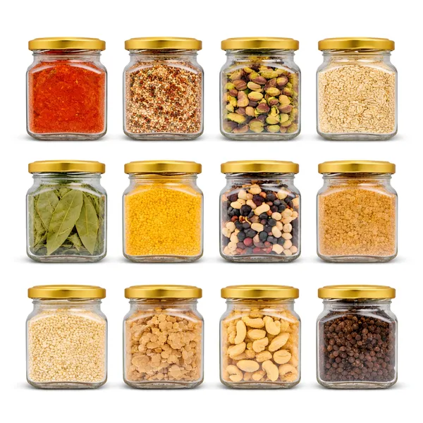 Cocinaire_250ml_Square_Glass_Jar_Airtight_Storage_Container_with_Golden_Metal_Screw_Lid,_Food_Grade_Transparent_Glass,_Leak_Proof_Kitchen_Pantry_Jar_for_Spices,_Dry_Fruits,_Pulses_&_Grains_(Pack_of_12)