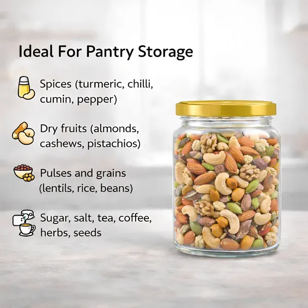 Cocinaire_500ml_Round_Glass_Jar_Airtight_Storage_Container_with_Golden_Metal_Screw_Lid_�_Food_Grade_Clear_Kitchen_Pantry_Jar_for_Spices,_Dry_Fruits,_Pulses,_Sugar_&_Coffee_(Pack_of_12)