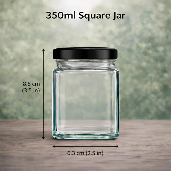 Cocinaire_350ml_Square_Glass_Jar_with_Airtight_Black_Metal_Lid_�_Premium_Food_Grade_Kitchen_Storage_Container_for_Spices,_Dry_Fruits,_Pulses,_Grains,_Pantry_Organizer,_BPA_Free_(Pack_of_6)