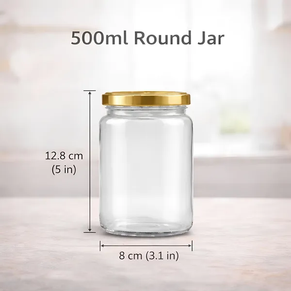 Cocinaire_500ml_Round_Glass_Jar_Airtight_Storage_Container_with_Golden_Metal_Screw_Lid_�_Food_Grade_Clear_Kitchen_Pantry_Jar_for_Spices,_Dry_Fruits,_Pulses,_Sugar_&_Coffee_(Pack_of_6)