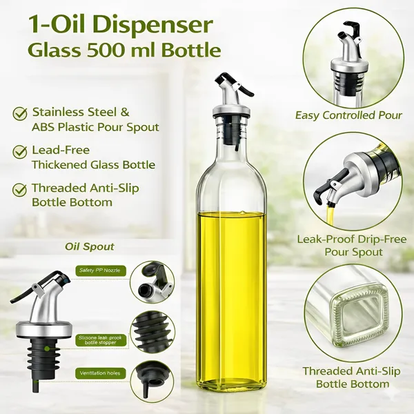 Cocinaire_500ml_Premium_1-Glass_Oil_Dispenser_Bottle_with_Stainless_Steel_Flip-Top_Spout,_Leak-Proof_Drip-Free_Pourer,_Food_Grade_Shatter_Resistant_Olive_Oil_&_Vinegar_Container_with_1-Silicone_Stopper_&_Funnel_(Pack_of_2)
