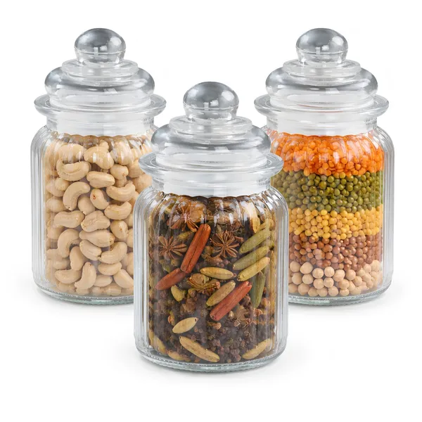 Cocinaire_350ml_Ribbed_Glass_Storage_Jar_with_Airtight_Glass_Lid_and_Silicone_Seal,_Food_Grade_BPA_Free_Transparent_Kitchen_Container_for_Dry_Fruits,_Spices,_Snacks_&_Pantry_Organization_(Pack_of_3)
