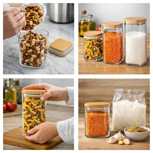 Cocinaire_270ml_Square_Glass_Storage_Jar_with_Bamboo_Lid,_Airtight_Silicone_Seal_Borosilicate_Clear_Kitchen_Container_for_Spices,_Nuts,_Dry_Fruits,_Grains_&_Pantry_Organization,_Moisture_Proof_Food_Storage_Box_(Pack_of_8)