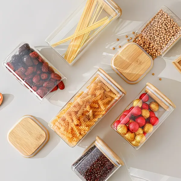 Cocinaire_270ml_Square_Glass_Storage_Jar_with_Bamboo_Lid,_Airtight_Silicone_Seal_Borosilicate_Clear_Kitchen_Container_for_Spices,_Nuts,_Dry_Fruits,_Grains_&_Pantry_Organization,_Moisture_Proof_Food_Storage_Box_(Pack_of_8)